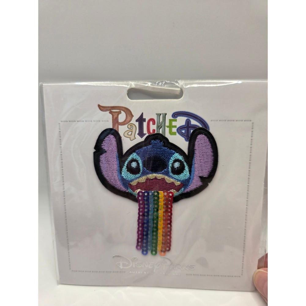 Disney Parks Patched Stitch Embroidered Rainbow Colors Sequin Patch /NN